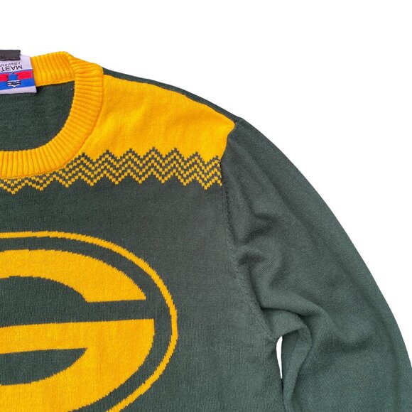 NFL Team Apparel Green Bay Packers Fair Isle Sweater Men Sz M Football Fandom - Picture 6 of 11